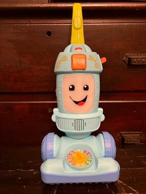 Fisher-Price Light Blue and Yellow Laugh & Learn Toy Vacuum
